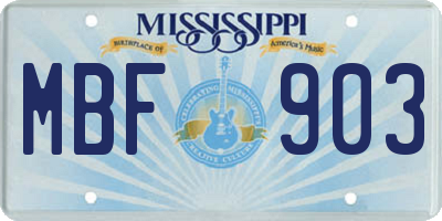 MS license plate MBF903