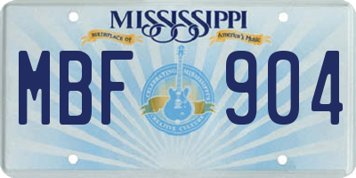MS license plate MBF904