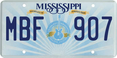MS license plate MBF907