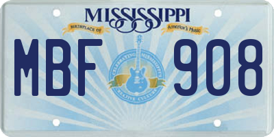 MS license plate MBF908