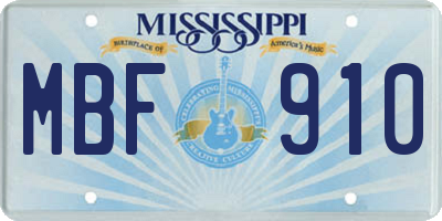 MS license plate MBF910