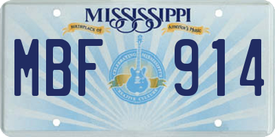 MS license plate MBF914