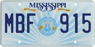 MS license plate MBF915