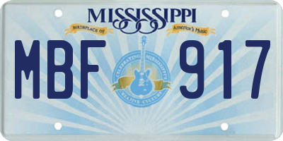 MS license plate MBF917
