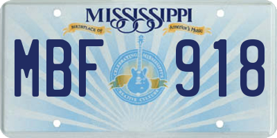 MS license plate MBF918