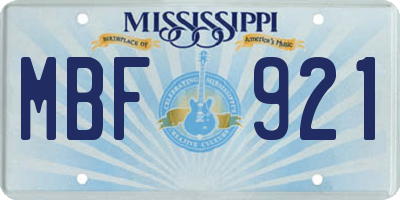 MS license plate MBF921