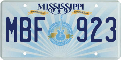 MS license plate MBF923