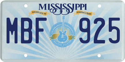 MS license plate MBF925