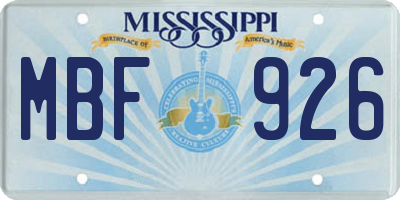 MS license plate MBF926