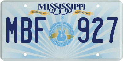 MS license plate MBF927