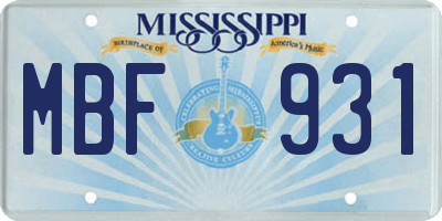 MS license plate MBF931
