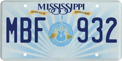 MS license plate MBF932