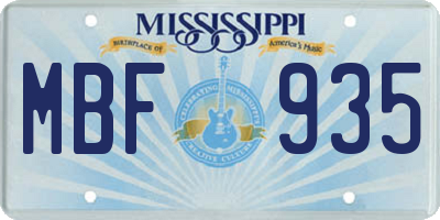 MS license plate MBF935