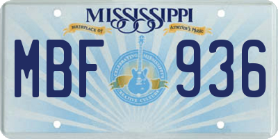 MS license plate MBF936