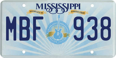 MS license plate MBF938