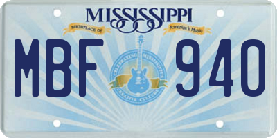 MS license plate MBF940