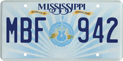 MS license plate MBF942