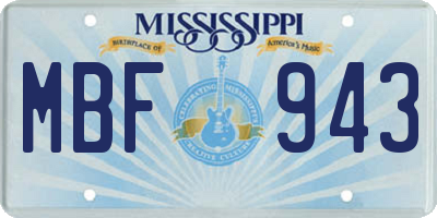MS license plate MBF943
