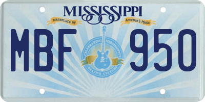 MS license plate MBF950