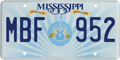 MS license plate MBF952