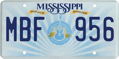 MS license plate MBF956