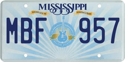 MS license plate MBF957