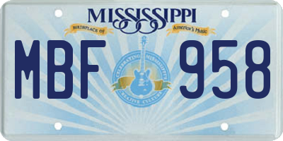 MS license plate MBF958