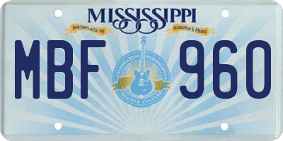 MS license plate MBF960