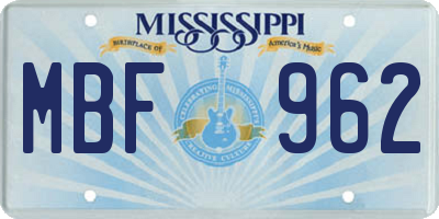 MS license plate MBF962