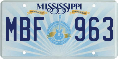 MS license plate MBF963