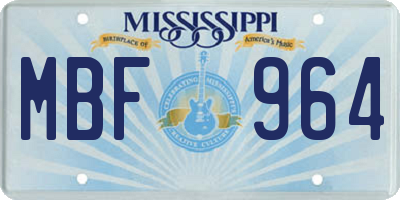 MS license plate MBF964