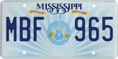 MS license plate MBF965