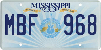 MS license plate MBF968