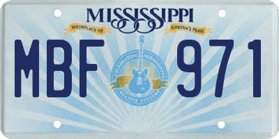 MS license plate MBF971