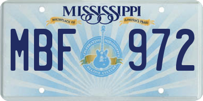 MS license plate MBF972