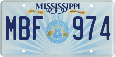 MS license plate MBF974