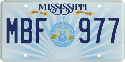 MS license plate MBF977