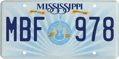 MS license plate MBF978