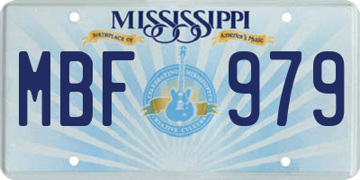 MS license plate MBF979