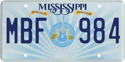 MS license plate MBF984