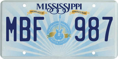 MS license plate MBF987