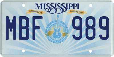 MS license plate MBF989