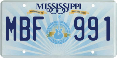 MS license plate MBF991