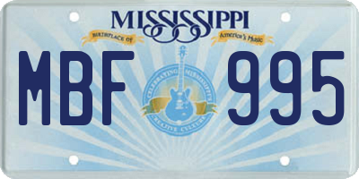 MS license plate MBF995