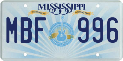 MS license plate MBF996