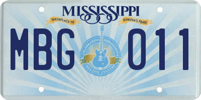 MS license plate MBG011