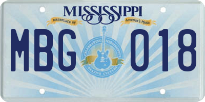 MS license plate MBG018