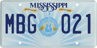 MS license plate MBG021