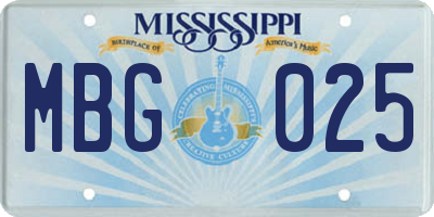 MS license plate MBG025
