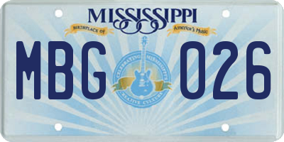 MS license plate MBG026
